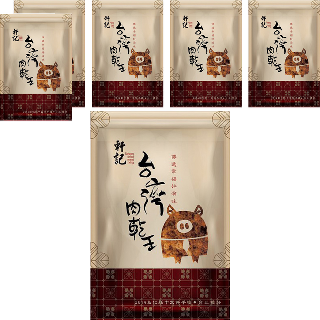 Taiwan dried meat king 軒記 台灣肉乾王 原味豬肉酥 嚴選檢驗合格台灣溫體豬後腿肉 傳統手工炒烤烘 無添加防腐劑 口感鬆脆扎實, 230g, 6包