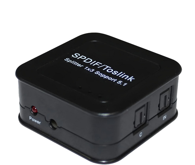 DigiSun 得揚 SPDIF/Toslink 光纖數位音訊一進三出分配器 支援PCM2.0/DTS/DOLBY-AC3格式, AU313, 1個