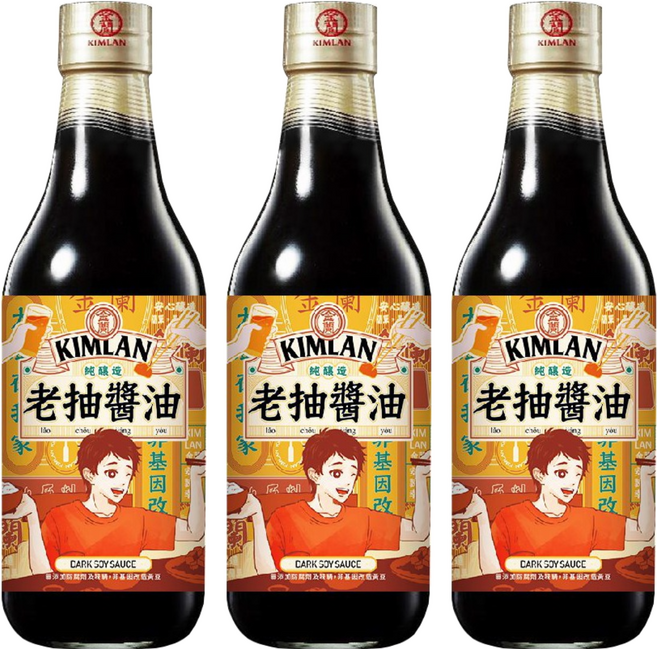 KIMLAN 金蘭 老抽醬油, 590ml, 3瓶