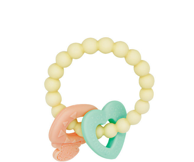 US baby 優生 色彩啟蒙咬咬環, MommyLove 綠色 + 粉色 + 黃色, 1個, 咬咬環