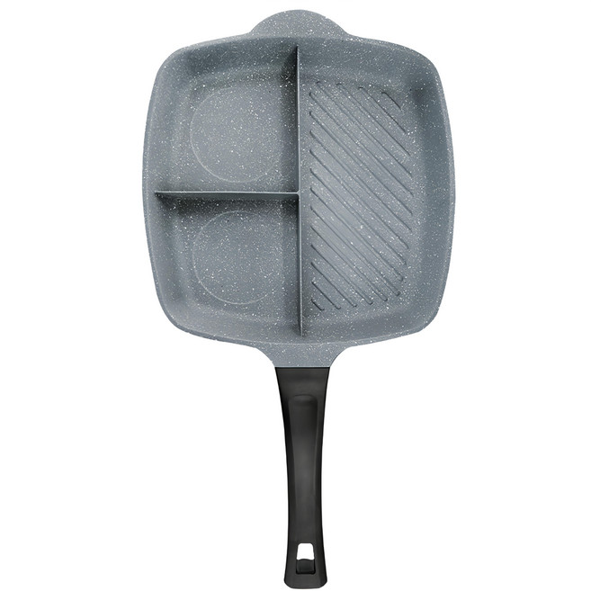 PLUS PERFECT 理想 適用電磁爐 極緻鑄造三格平煎鍋, 28cm, 1個