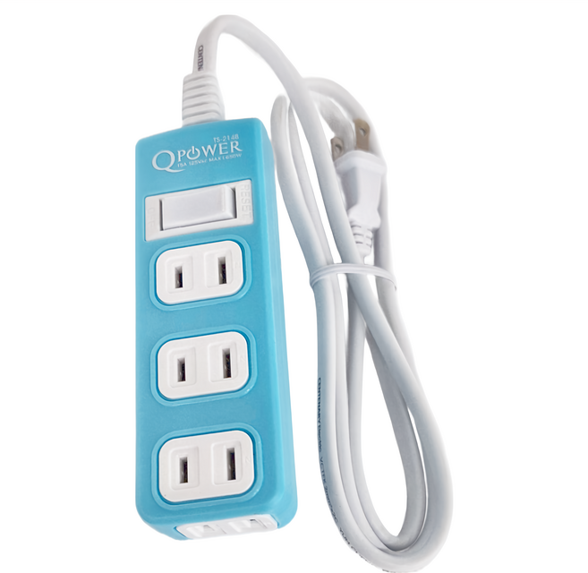 Tyson 太順電業 QPOWER 太超值 1開4插延長線插座 2孔 TS-214B, 1.2m, 碧藍色, 1條
