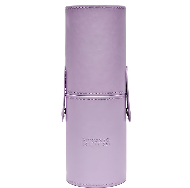 PICCASSO 畢卡索 Collezioni 皮質圓筒刷具桶 可拆分雙收納桶 按鈕固定, 紫色, 1個