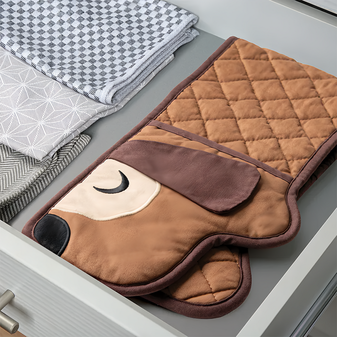 OTOTO 熱狗 雙層隔熱手套 85 x 20 x 1 cm, 熱狗 深咖啡色 + 淺棕色, 1個