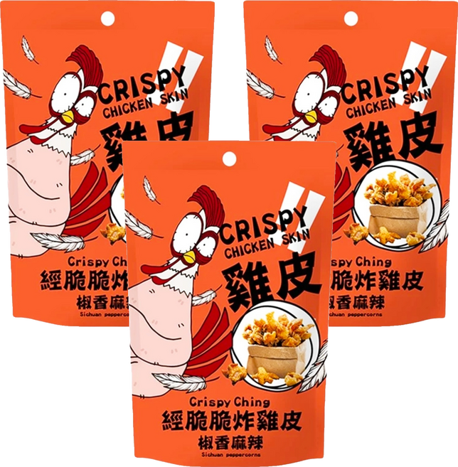 Crispy Ching 經脆脆 炸雞皮 椒香麻辣, 30g, 3包