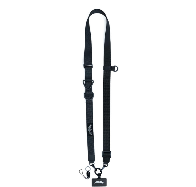 MATCHWOOD Phone Strap 多功能雙勾式手機斜揹帶 AS-056-BK 93~153 x 2cm 55g, 全黑, 1條