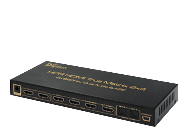 DigiSun 得揚 UHA824 4K HDMI 2.0 二進四出矩陣切換器+音訊擷取器 SPDIF+Audio 3.5mm, 黑色, 1個