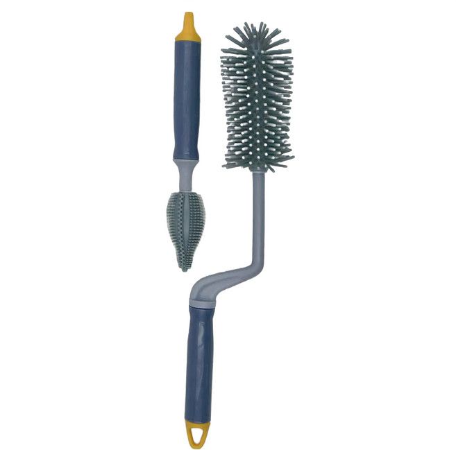 genki bebi 元氣寶寶 軟質矽膠旋轉奶瓶刷組 奶瓶刷 + 奶嘴刷, 1組, 顏色隨機