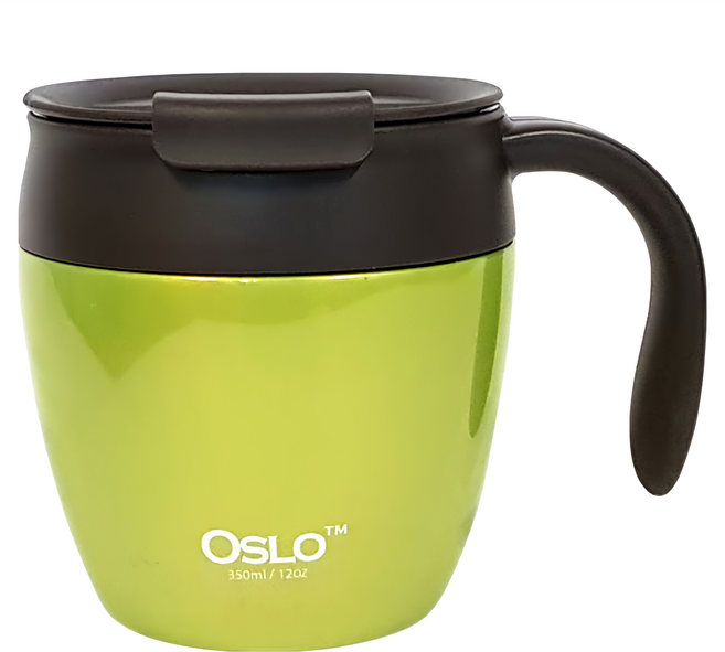 OSLO 雙層真空304不鏽鋼 蘋果造型馬克杯 350ml, 綠色, 1個