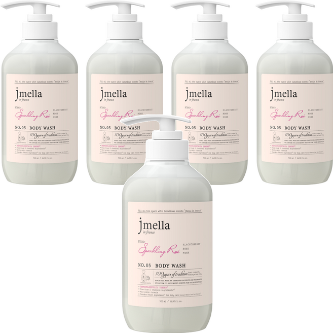 jmella 法式漫舞香水沐浴乳 No.05 Sparkling Rose, 500ml, 5瓶
