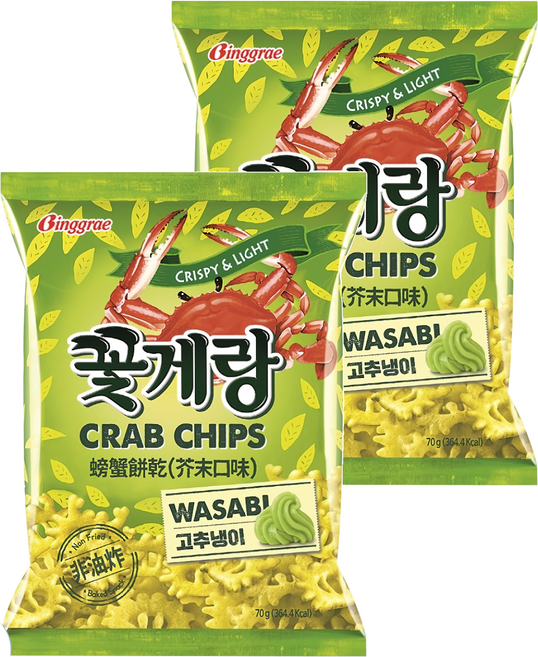 Binggrae 螃蟹造型餅乾 芥末口味, 70g, 2包