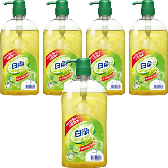白蘭 動力配方洗碗精 檸檬, 1kg, 5瓶