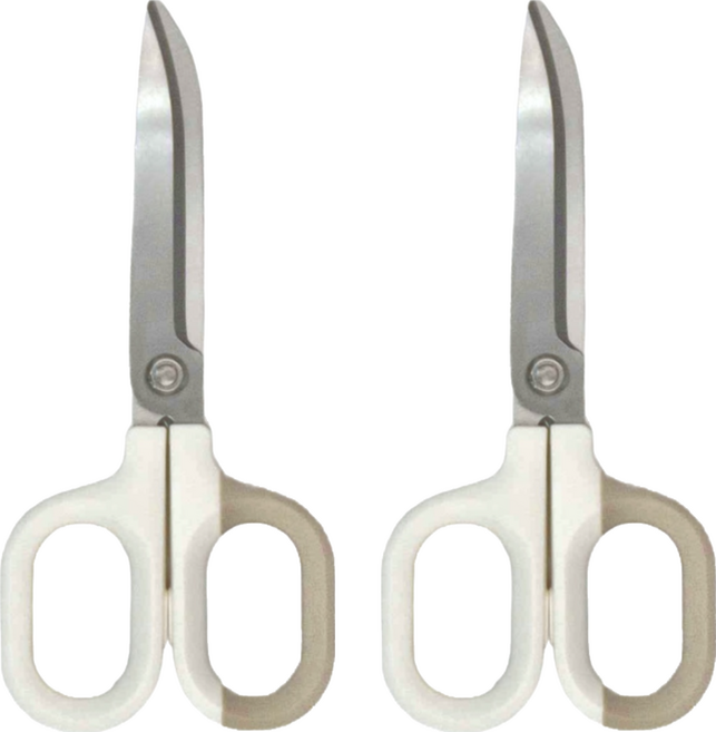紐賽 不鏽鋼包膠手柄弧形剪刀, 1組, 白色