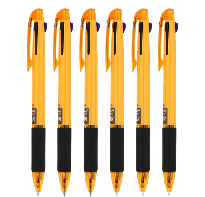 JAVAPEN Jet 3 Ball 油性三色筆套裝 0.38mm, 黃色, 6支