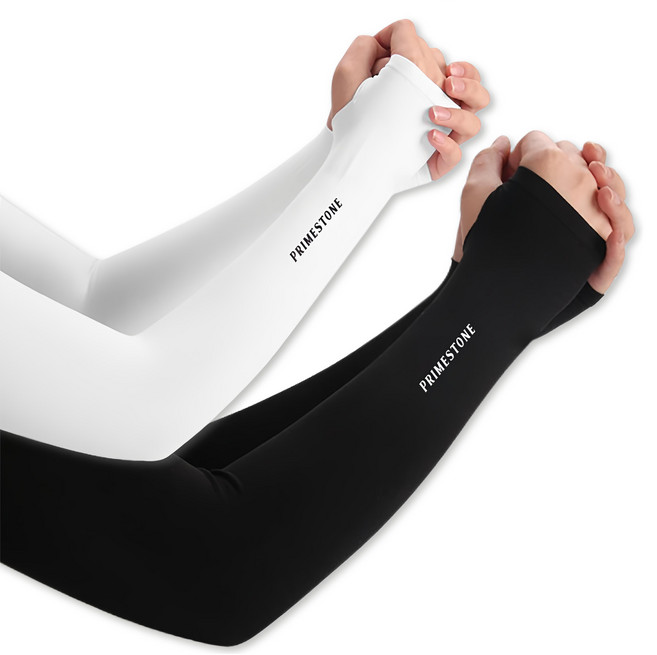 Primestone 冰絲涼感手指袖套, 白色 + 黑色, 6雙