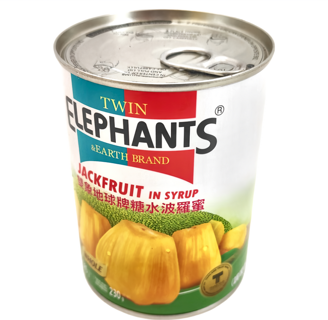 TWIN ELEPHANTS 雙象地球牌 糖水波羅蜜, 565g, 1罐