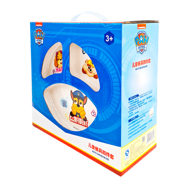 SPIN MASTER PAW Patrol 汪汪隊立大功 兒童圓形餐盤餐具4件組, 餐盤 + 碗 + 杯子 + 湯匙, 多色, 1組