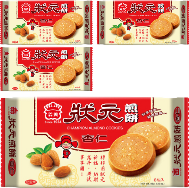 義美 狀元煎餅 杏仁口味, 96g, 4包