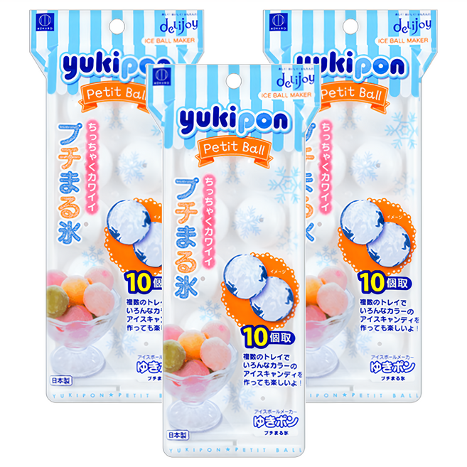 KOKUBO 小久保 Delijoy Yukipon製冰模具 小冰球10顆款, 3個, 透明