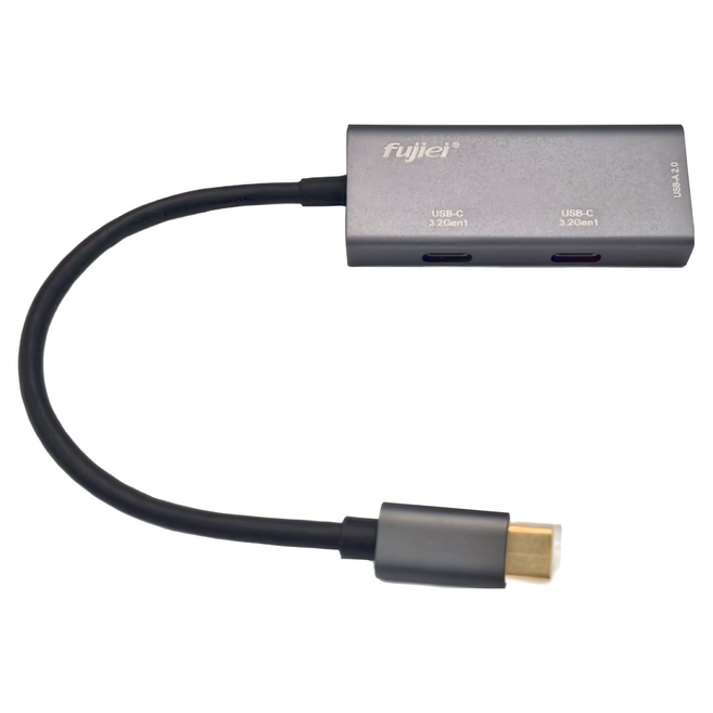 fujiei 富吉 USB3.2 TypeC HUB type c x 2 + USB2.0 集線器組 10cm, 黑色, 1組