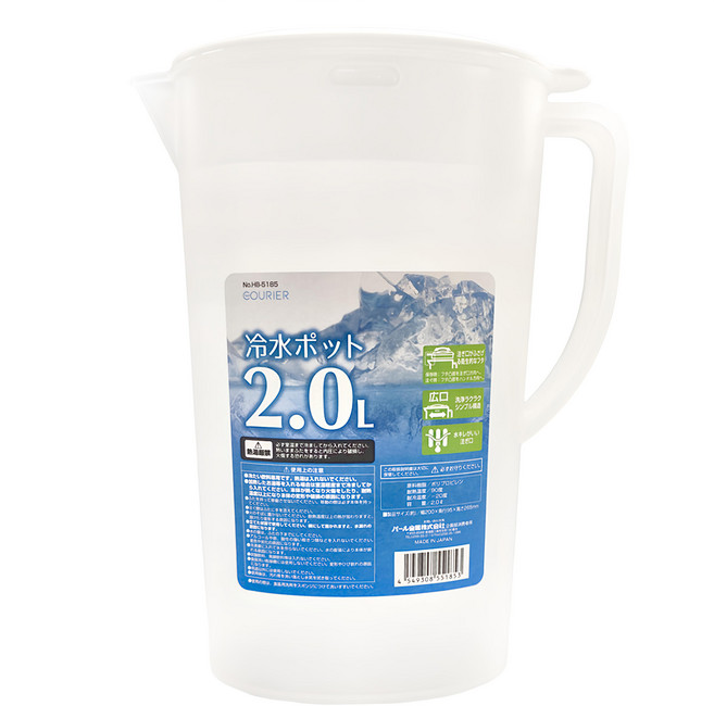 PEARL LIFE 珍珠金屬 日本製冷水壺, 透明色, 2L, 1個, 2L