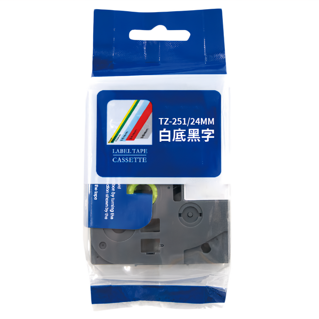 NEXTPAGE 台灣榮工 BROTHER 相容 護貝標籤帶 TZ-251 24mm, 白底黑字, 8m