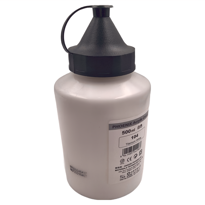 Phoenix 鳳凰畫材 亮光系列 壓克力顏料 104 Titanium White 500ml, 1色