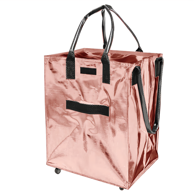 bebehome 防潑水摺疊編織收納推車, 粉色, 1個