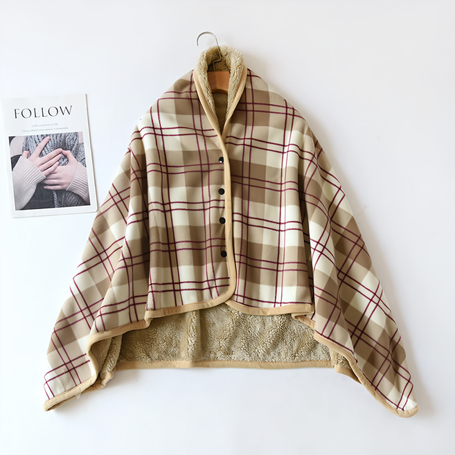 德利生活 多功能披肩蓋毯 無印棕格 柔軟親膚 居家辦公旅行適用