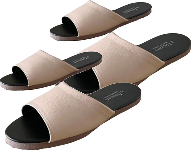 TAIWAN SLIPPER 台灣犀利趴 純色 皮質室內拖鞋, 杏粉色, 2雙
