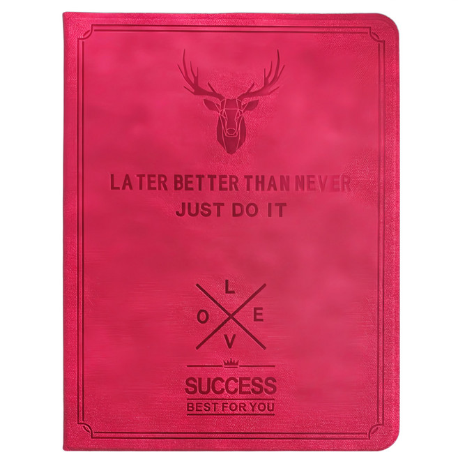 vXTRA 飛創 防潑水鹿頭壓紋 二代筆槽版平板皮套, 1個, 蜜桃紅