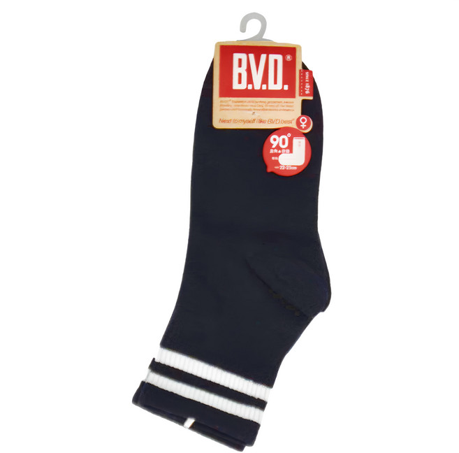 B.V.D. 女款3/4雙條直角襪 6雙