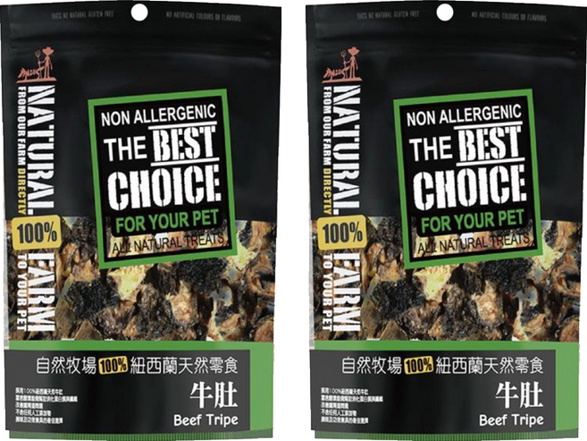 NATURAL FARM 自然牧場 紐西蘭天然零食, 牛肚, 100g, 2包