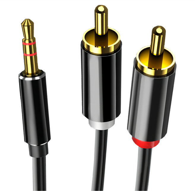 山澤 3.5mm Aux轉2RCA高保真抗干擾一分二音源線 2M, 單一商品, 1條