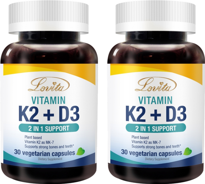 Lovita 維生素K2 + D3素食膠囊 0.4g, 30顆, 2罐