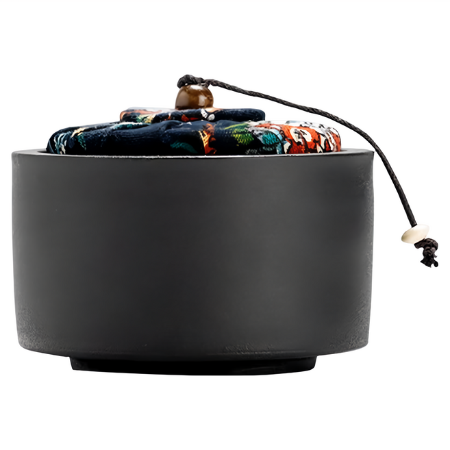 日式復古粗陶瓷茶葉罐套裝 黑+白, 1組