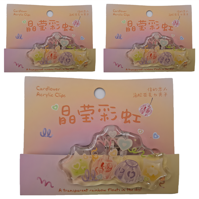 CARD LOVER 信的戀人 壓克力夾子 晶瑩彩虹, 3個
