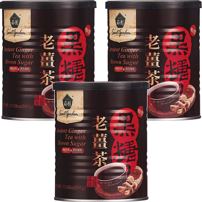 薌園 黑糖老薑茶, 500g, 1罐, 3罐