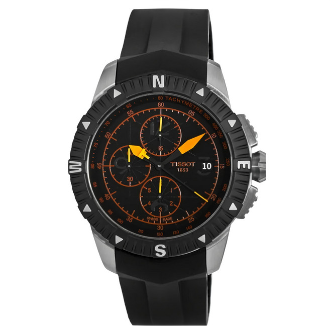 TISSOT 天梭 男款 運動計時機械膠帶錶 T0624271705701 44mm