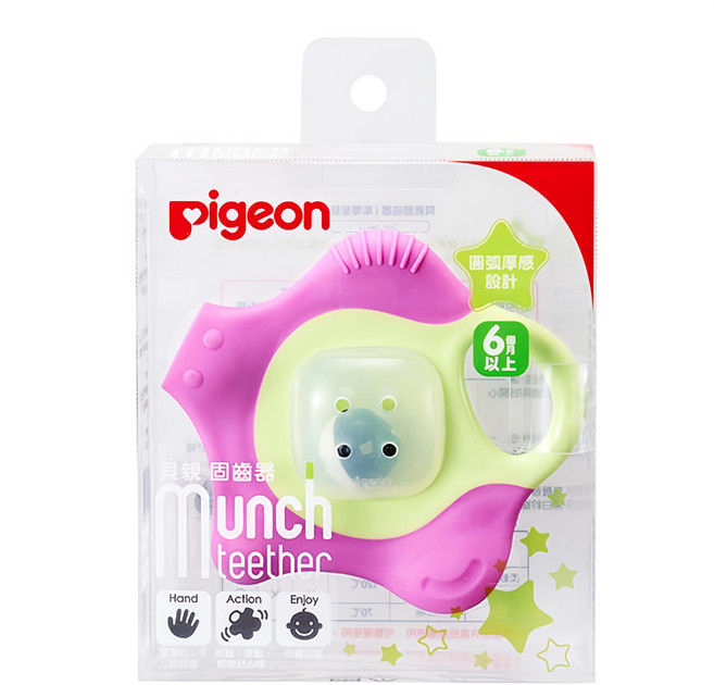 pigeon 貝親 寶寶用磨牙鈴鐺玩具, 粉色 + 黃色, 1盒, 固齒器