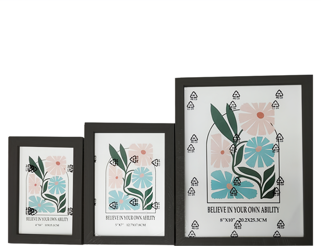 上手家居 原木相框10件套組 4吋 4個 + 6吋 4個 + 10吋 2個, 1組, 黑色