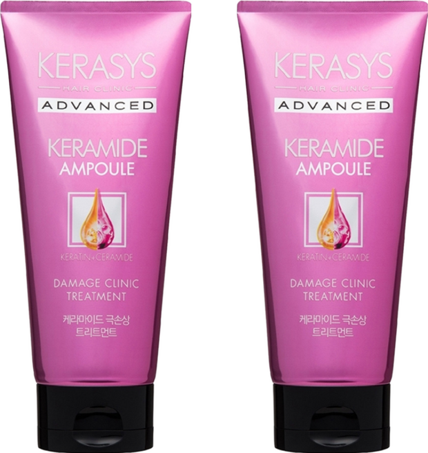 KERASYS Advance 專業安瓶護髮素 摩洛哥堅果精油改善分岔斷裂 角蛋白神經醯胺柔順秀髮, 200ml, 2條