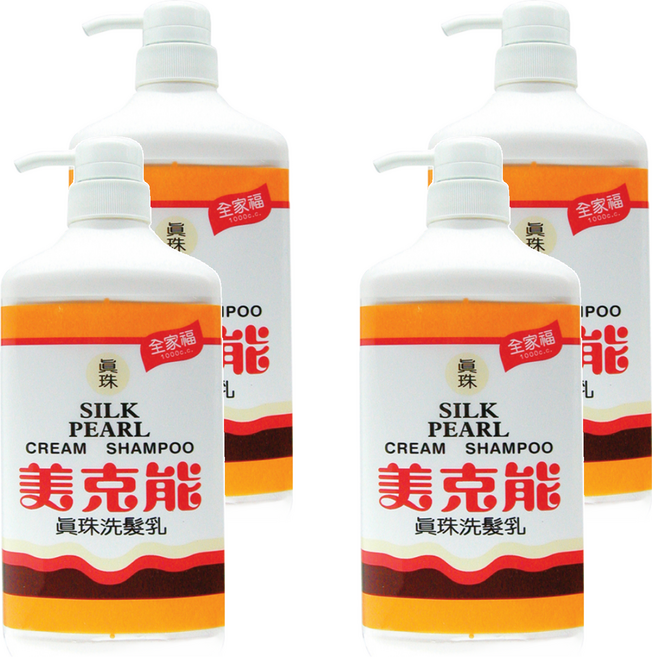 MEKELONG 金美克能 真珠洗髮乳 清甜桃香 含絲蛋白和卵磷脂 秀髮柔順有光澤, 1000cc, 4瓶