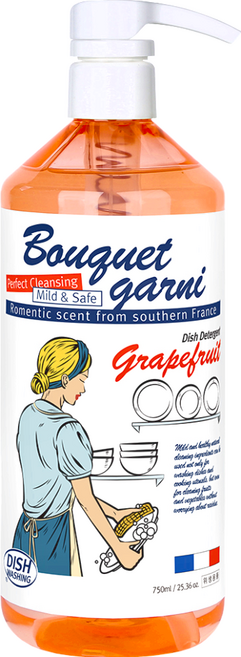 BOUQUET GARNI 蔬果碗盤洗潔精 葡萄柚香, 750ml, 1瓶
