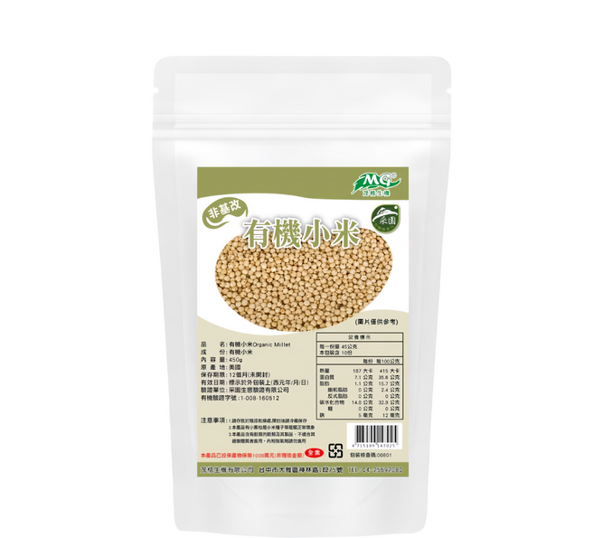 茂格生機 有機小米, 450g, 1包