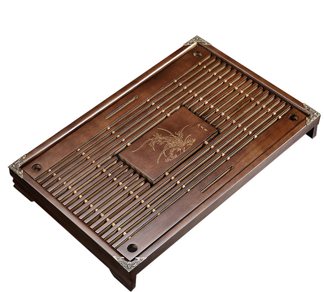 抽屜茶盤 附蓄水盤 43 x 28 x 5.5cm, 棕色 蘭香, 1個