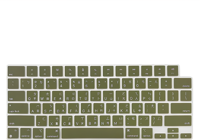 ziya 智雅科技 鍵盤保護膜 環保矽膠材質 中文注音 自然色系 Apple Macbook Air13/Air15適用, 橄欖綠, 1個