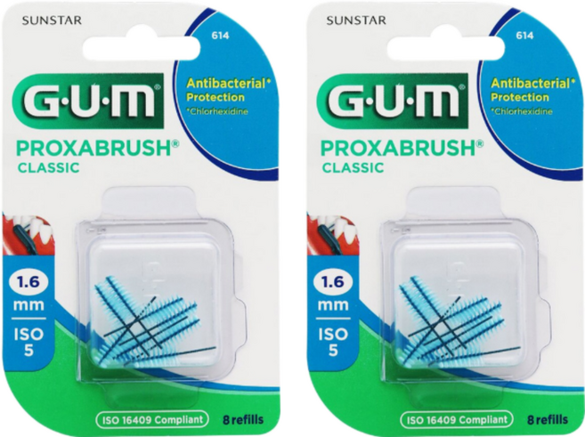 SUNSTAR 三詩達 G.U.M 牙間刷補充組 藍色, 1.6mm, 8支, 2組