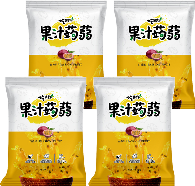 吃果籽 果汁蒟蒻 百香果, 240g, 4袋