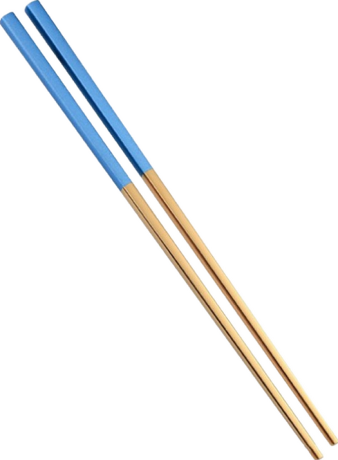 歐風 304不鏽鋼 23.5cm 堅固耐用 歐風簡約設計, 筷子, 天空藍金, 1雙